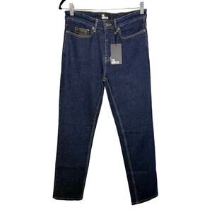The Kooples Unisex Dark Wash Jeans 28 NWT Lambskin Leather Pocket Button Fly